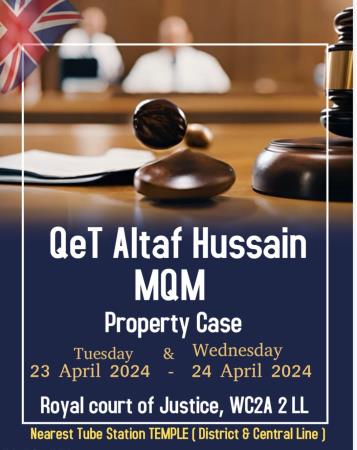 The MQM's appeal against the decision in the property case will be heard tomorrow, Tuesday, April 23.